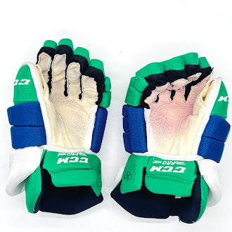 CCM HGTK - Gant d'occasion NHL Pro Stock - Hurricanes de la Caroline (bleu/vert/blanc)